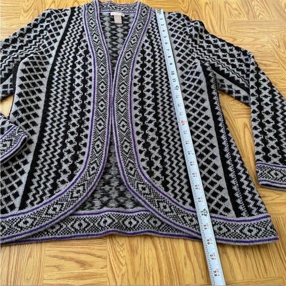 Chico’s Gray, Purple and Black Wool Blend Cardigan Sweater Size 1 (M/8-10) - Picture 3 of 5